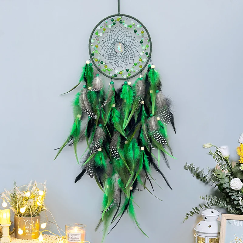 Attrape-rêves métal coloré à plumes décoration murale chambre salon – Image 4