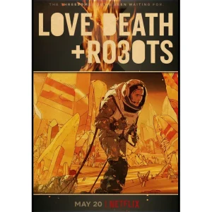 Affiche art déco Love Death and Robots en papier kraft pour décoration murale moderne