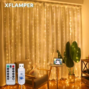 Rideau lumineux USB 3M avec télécommande 8 modes pour décoration chambre et fêtes