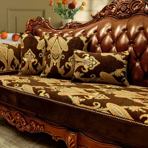 Housse de canapé jacquard antidérapante en polyester, résistante, élégante