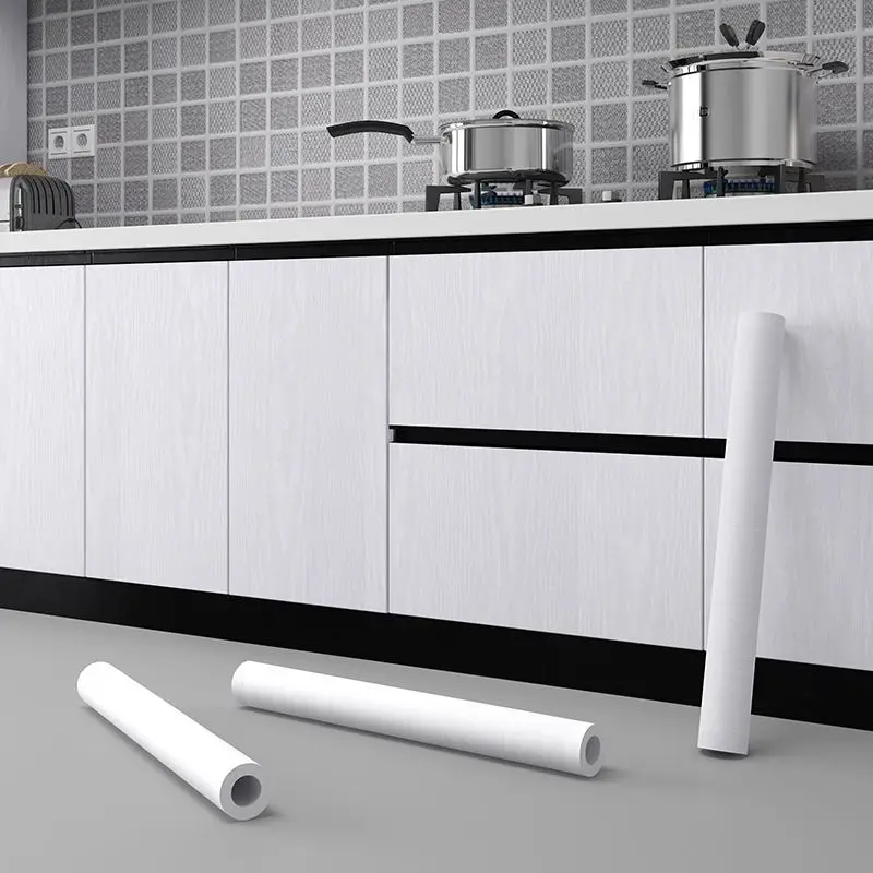Papier peint adhésif imitation bois pour meuble de cuisine, résistant à l'huile et imperméable – Image 5