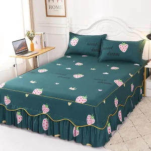 Ensemble de couvre-lit brodé en coton avec jupe et taies d'oreiller pour lit roi ou reine