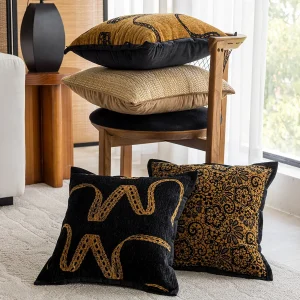 Housse de coussin chenille jacquard 45x45cm déco salon élégante
