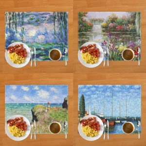 Napperon de table en lin Claude Monet, décoration classique pour salle à manger, 30x40 cm