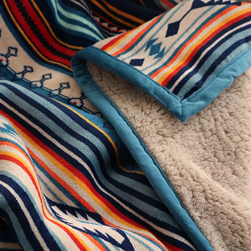 Jeté de lit Boho en molleton épais - Couverture chaude pour lit et canapé - Décoration d'intérieur – Image 6