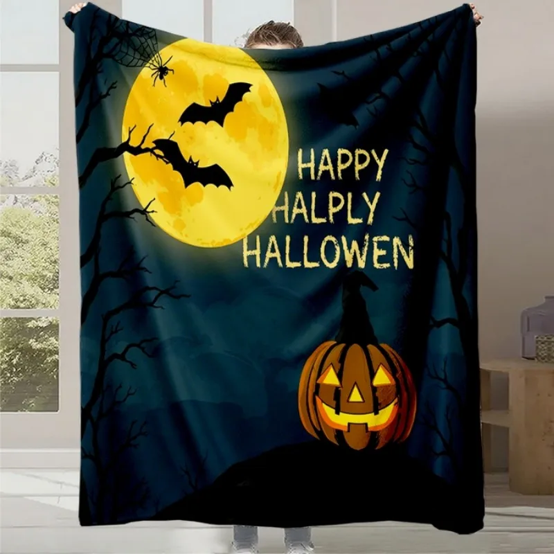 Couverture polaire imprimée citrouille Halloween polyester doux pour canapé – Image 7