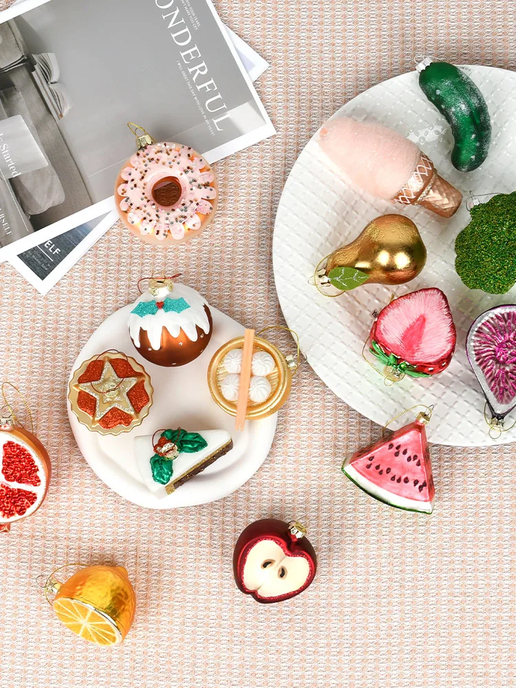 Pendentifs en verre fruits et légumes colorés pour décoration de Noël créative et festive – Image 4