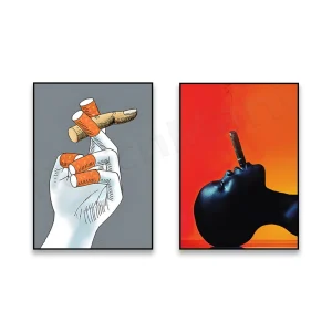Toile imprimée surréaliste femme noire fumant cigarette art mural déco