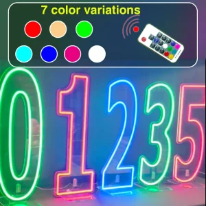 Numéros néon LED lumineux 76 cm pour décoration d'anniversaire et intérieur - Ombre Interieur