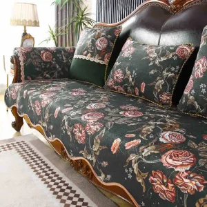 Housse de canapé jacquard polyester anti-dérapante rétro rose 90x75cm