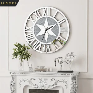 Horloge murale miroir argentée 60 cm style art déco