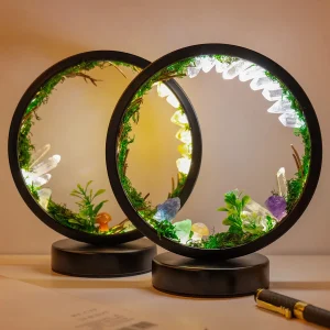 Lampe de chevet LED en quartz naturel, design forestier pour chambre et bureau, veilleuse décorative