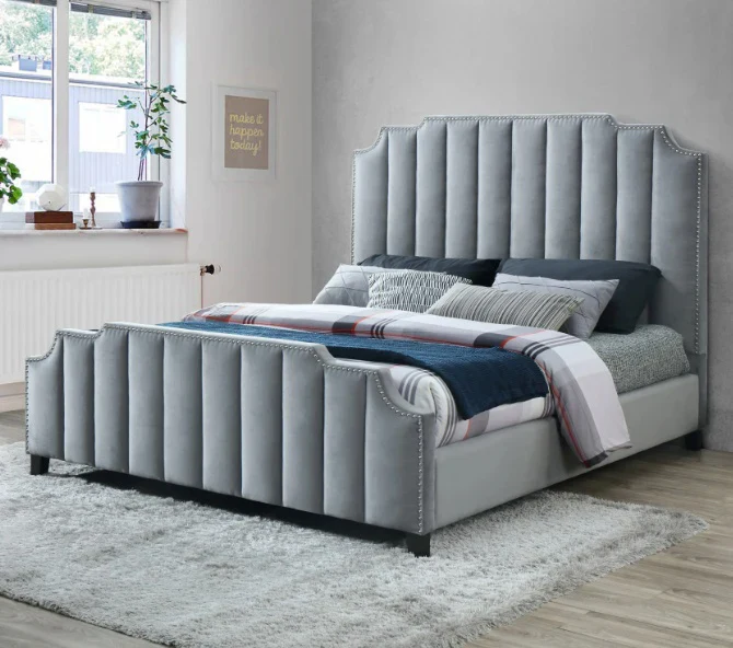 Tête de lit moderne rembourrée gris foncé pleine taille pour chambre à coucher élégante – Image 6