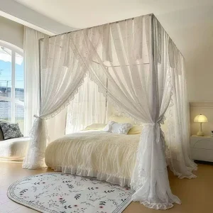 Moustiquaire Palace en Polyester blanche avec armature romantique
