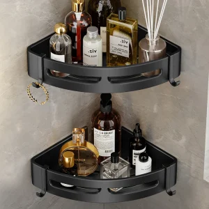 Étagère de salle de bain triangulaire en aluminium, panier mural d'angle pour douche et rangement