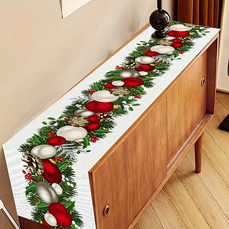 Chemin de table lin écossais rouge - décoration de Noël durable – Image 3