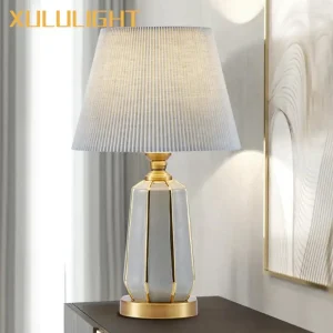 Lampe de chevet céramique avec télécommande, éclairage minimaliste pour salon et chambre