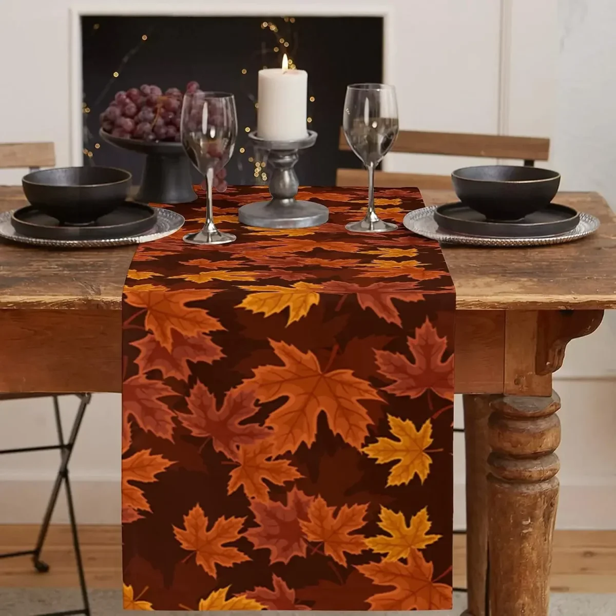 Chemin de table en lin qualité supérieure pour décoration automnale – Image 3