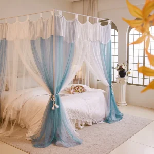 Moustiquaire de lit en polyester style palais avec armature inox