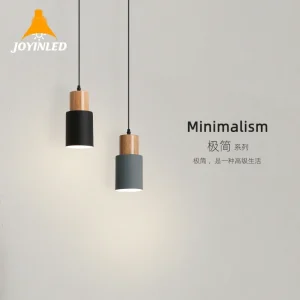 Lampe de chevet suspendue nordique minimaliste en bois et métal avec douille E27 - Ombre Interieur