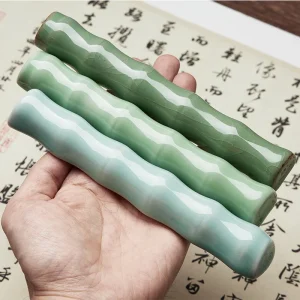 Presse-papier en céramique et bambou multifonctionnel pour calligraphie et décoration de bureau