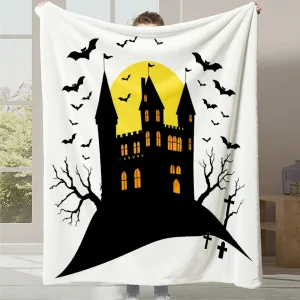 Couverture polaire imprimée citrouille Halloween polyester doux pour canapé
