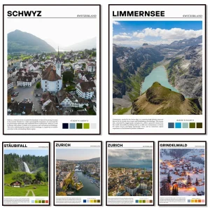 Affiche toile Suisse en canvas haute qualité 60x80cm déco