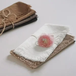 Serviettes lin-coton 40x40 cm lot de 12 faites main
