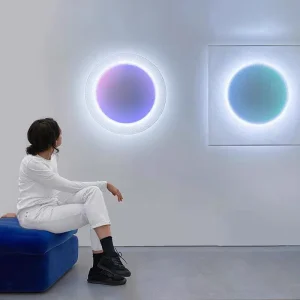 Applique murale en papier LED lune carrée circulaire à intensité variable pour salon chambre