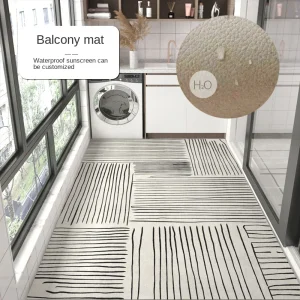Tapis de cuisine en PVC antidérapant rayé, étanche et résistant.