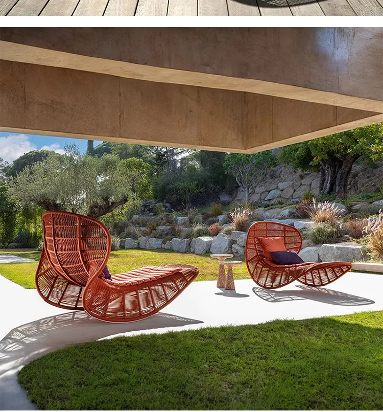 Canapé-lit rotin inclinable pour balcon terrasse étanche protection solaire design nordique – Image 6