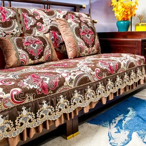 Housse de canapé jacquard polyester antidérapante brodée pour décoration salon