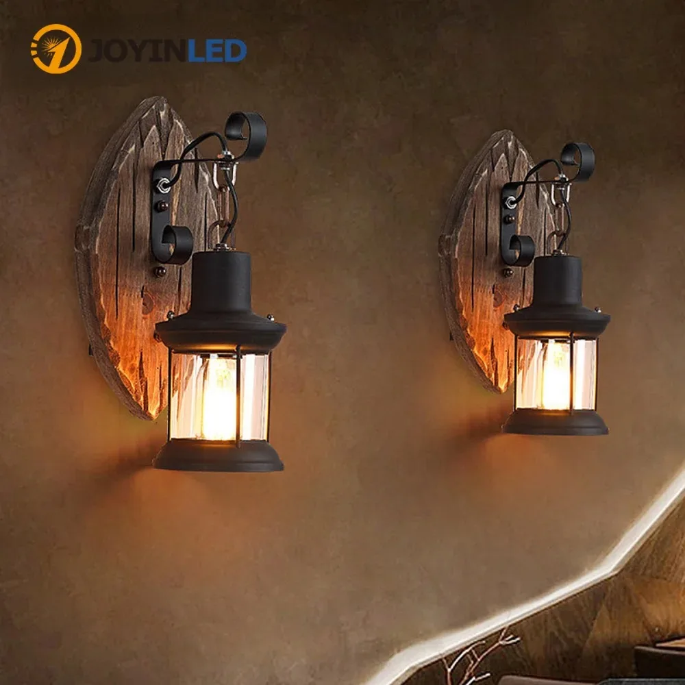 Applique murale LED en bois industriel vintage pour bar, café et décoration intérieure nordique – Image 4