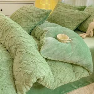 Housse de couette polaire épaisse et chaude pour l'automne et l'hiver - Couleur unie - Literie confortable