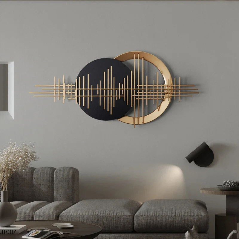 Décoration murale moderne en métal pour salon, pendentif luxueux gris clair ou vert clair – Image 2