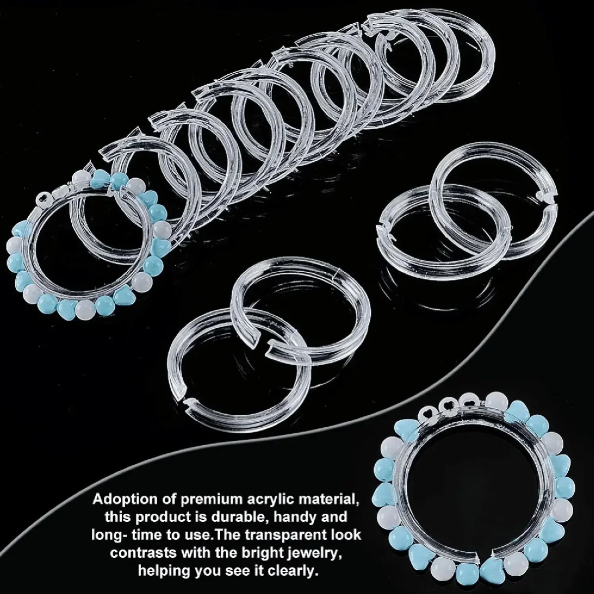 Présentoir de bracelets en perles acrylique transparent - Lot de 5 étagères rondes pour bijoux – Image 5