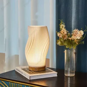 Lampe de chevet en bois à intensité variable USB, décoration chambre et bureau 7W