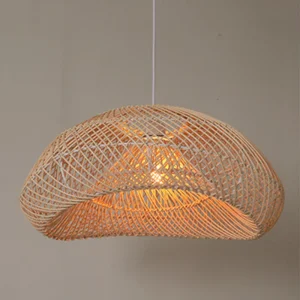 Lampe suspendue en rotin vintage tissée main pour salon et salle à manger - Lumière naturelle