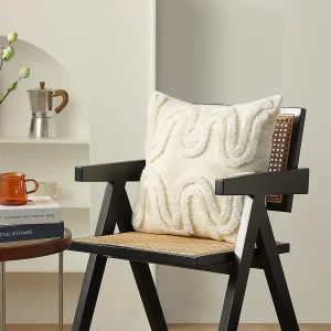 Housse coussin chenille tuftée blanche 45x45 cm décor