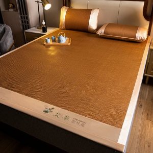Tapis rafraîchissant en rotin naturel pour lit antidérapant et respirant 90 à 200 cm