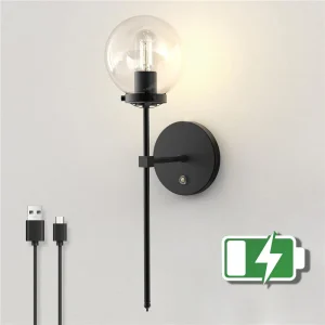 Applique murale LED rechargeable tactile boule de verre pour salon et couloir
