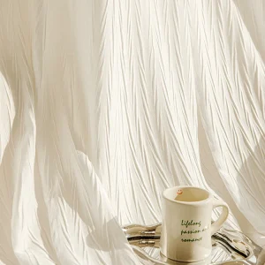 Rideau en fil blanc style japonais plissé pour salon et chambre, mousseline opaque