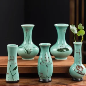 Vase céladon céramique peint à la main pour décoration intérieure