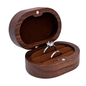 Boîte à bijoux en bois rustique avec fermeture magnétique - Rangement élégant pour alliances et bagues