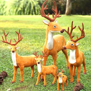 Décorations de Noël en peluche renne élégant pour vitrine magasin et jardin
