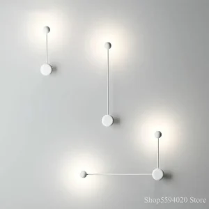 Applique murale LED blanche et noire style nordique pour chambre adulte et salon