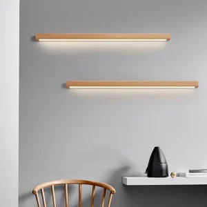Applique murale LED en bois nordique à gradation pour escalier, chevet ou salon - 60 à 120 cm