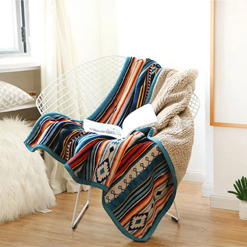Jeté de lit Boho en molleton épais - Couverture chaude pour lit et canapé - Décoration d'intérieur – Image 4