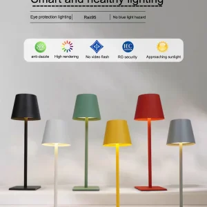 Lampe de chevet sans fil à intensité variable - Éclairage d'ambiance intérieur/extérieur noir métallisé