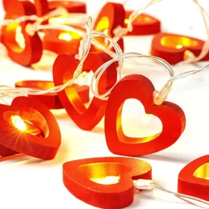 Guirlande lumineuse LED cœur de pêche pour chambre, jardin et fêtes - Décoration romantique